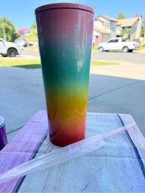 Starbucks RAINBOW Gradient Ombre Tumbler - Pink Green Yellow
